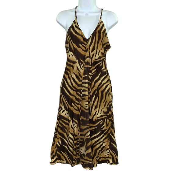 AX Armani Exchange 6 Womens Silk Animal Tiger Print Slip Mini Dress Flowy - Picture 1 of 8